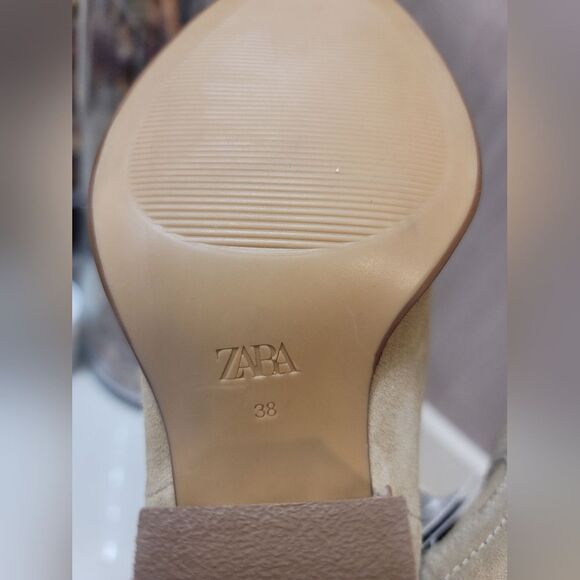 Zara Suede block heel ankle boots sz 38 new nwt - Picture 9 of 9